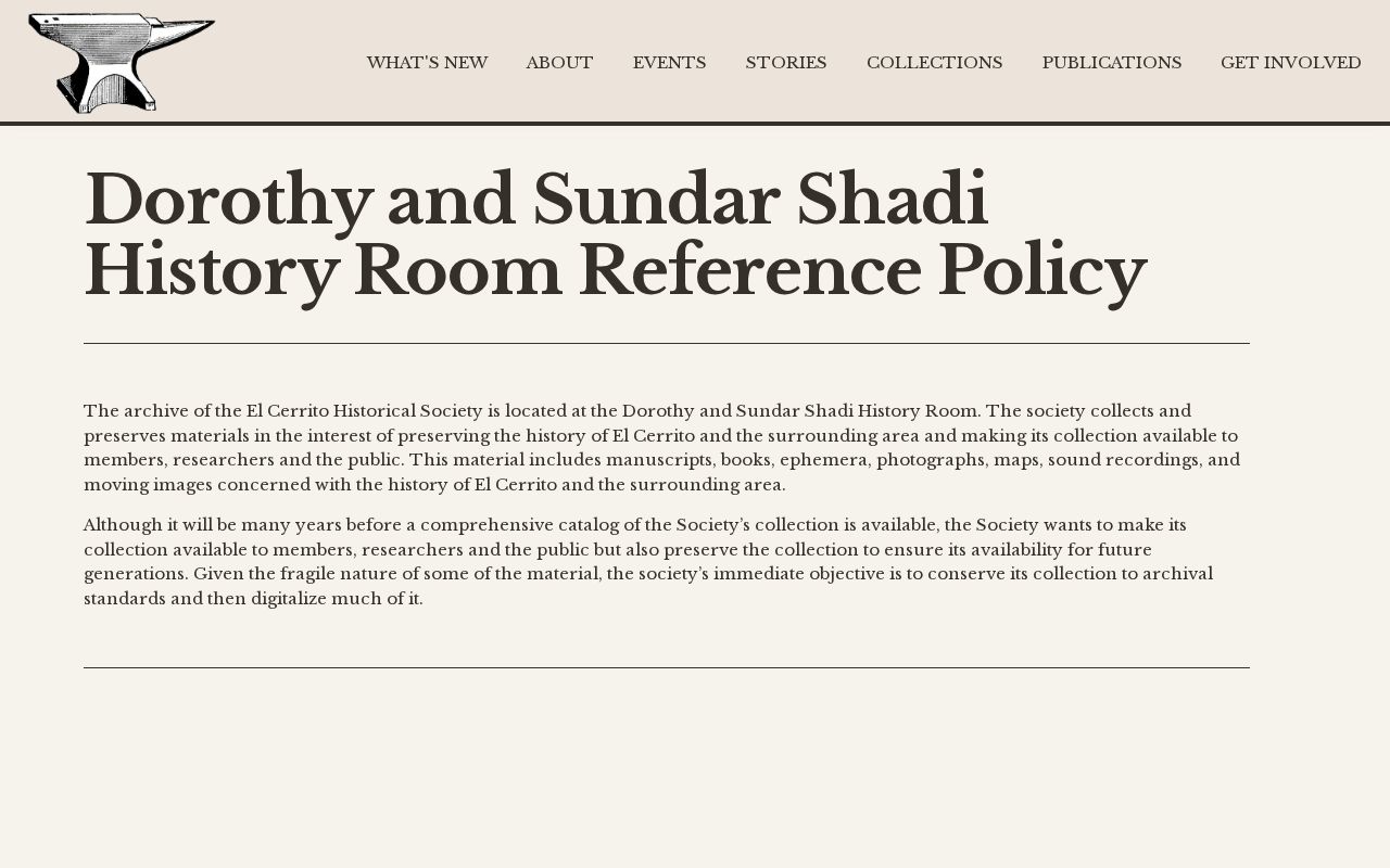 El Cerrito previous residents Shadi Historical Room policy