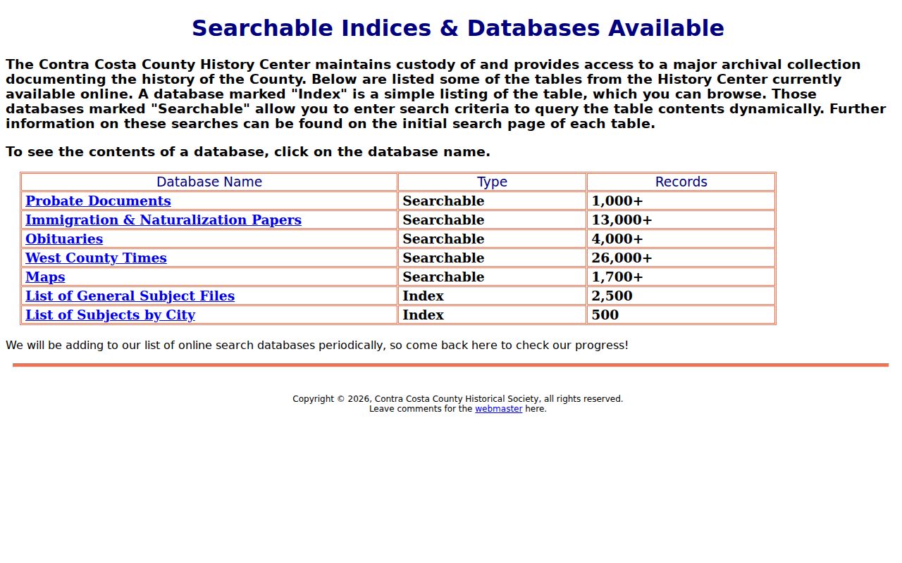 El Cerrito previous residents History Center database guide